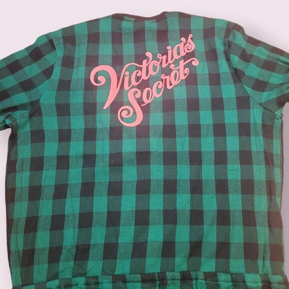 Victoria’s Secret Santa Thermal Long Jane One-Piece Pajamas Green Plaid L NWT - Picture 4 of 11